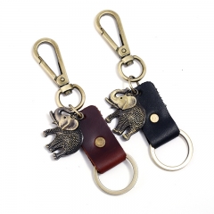 Wholesale Alloy Elephant Cowhide Keychain