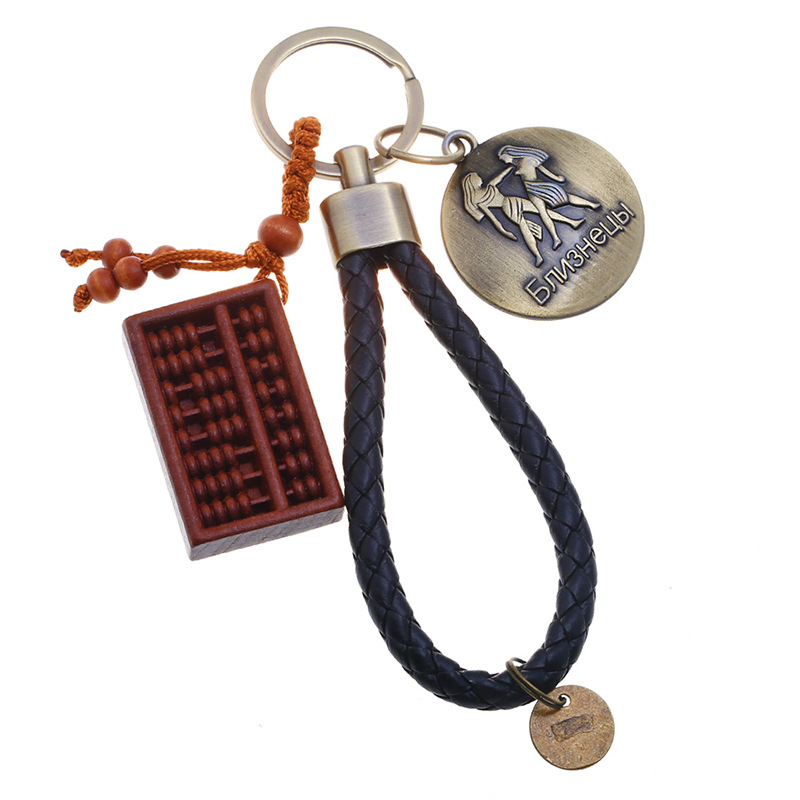 Wholesale Leather Braided 12 Constellation Abacus Pendant Keychain