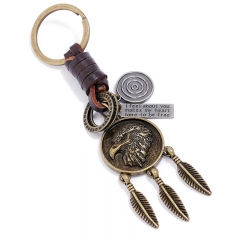 Wholesale Simple Eagle Pendant Vintage Cowhide Keychain