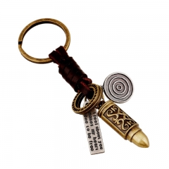 Wholesale Retro Woven Cowhide Bullet Keychain