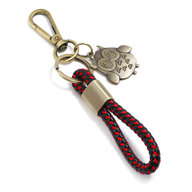 Wholesale Bronze Brushed Braided Leather Rope Keychain