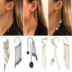 Wholesale Pearl Tassel Ear Hook Punk Rivet Single Ear Bone Clip