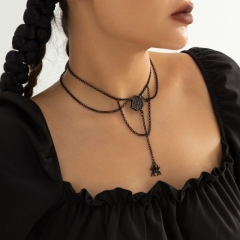 Proveedor De Collar De Metal Apilado De Araña Punk De Halloween De Personalidad De Moda