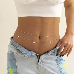 Wholesale Tassel Sequins Double Layer Chain Retro Turquoise Waist Chain