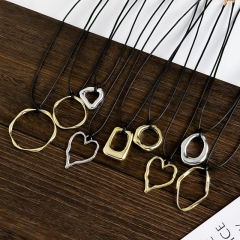 Wholesale Geometric Love Hollow Pendant Necklace
