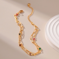 Wholesale Multi-layer Simple Brass Plated 18K Real Gold Color Retaining Anklet
