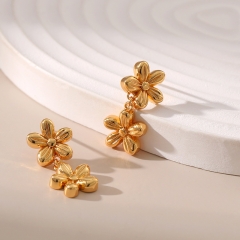 Wholesale S925 Silver Needle Flower Plated 18K Real Gold Stud Earrings