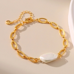 Wholesale Irregular Pearl Metal Vintage Bracelet