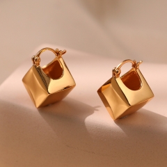 Wholesale Copper Plated 18K Gold Geometric Square Stereo Earrings