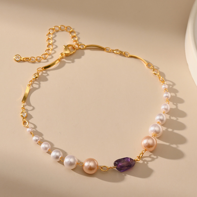 Wholesale Pearl Plated 18K Real Gold Anklet