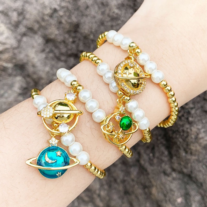 Pulsera De Cuentas De Perlas De Planeta Nuevo Estilo De Verano Al Por Mayor