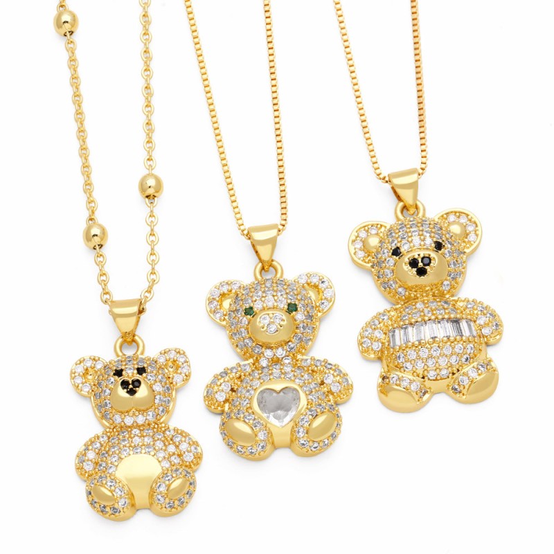 Wholesale Simple Sweet Cute Bear Necklace