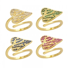 Wholesale Diamond Leaf Heart-shaped Leaf Open Index Finger Ring