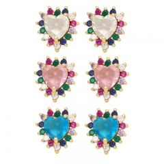 Wholesale Inlaid Colored Zircon Love Earrings
