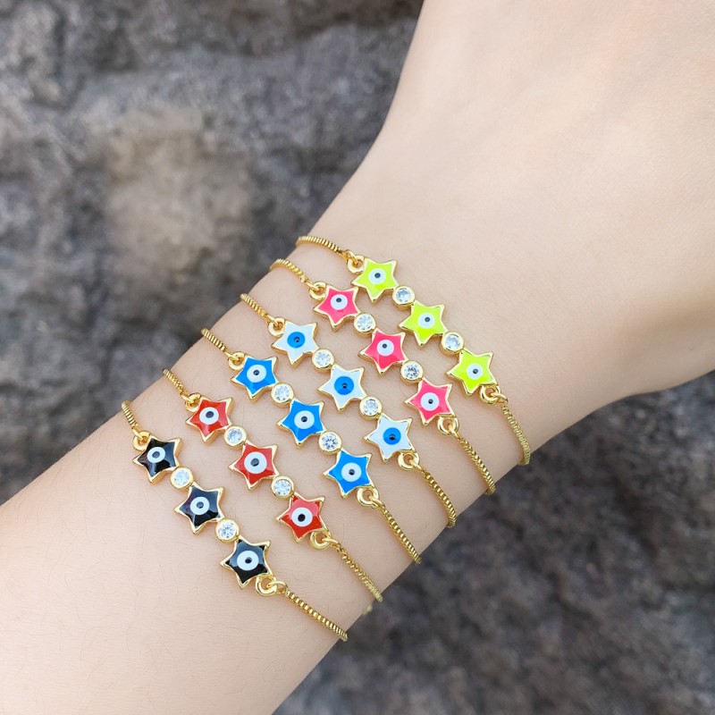 Wholesale Oil Drop Pentagram Eye Adjustable Bracelet