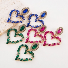 Wholesale Color Diamond Series Love-shaped Alloy Diamond Earrings