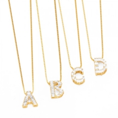 Colgante De 26 Letras Inglesas Al Por Mayor Collar De Letras De Circón De Diamantes Completos
