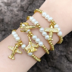 Wholesale Aircraft Pearl Beaded Stretch Bracelet