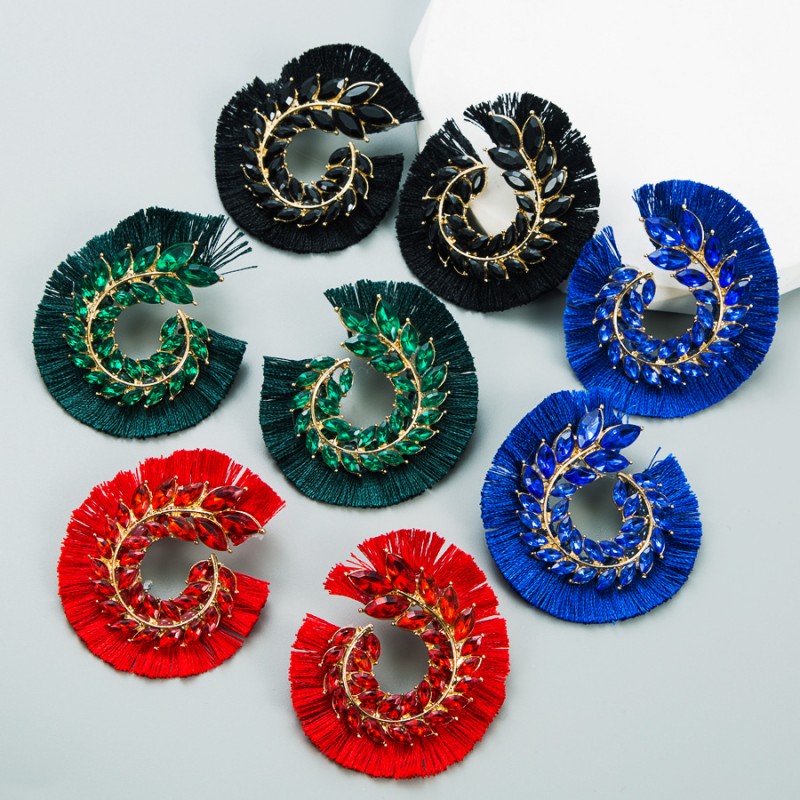 Wholesale Vintage Colored Glass Diamond Earrings