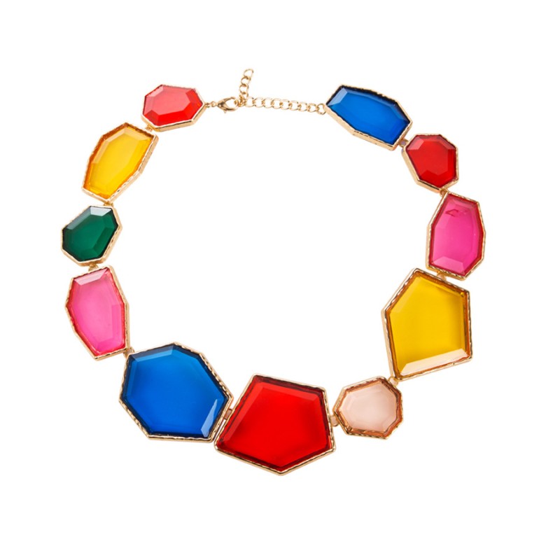 Wholesale Irregular Geometry Transparent Resin Necklace