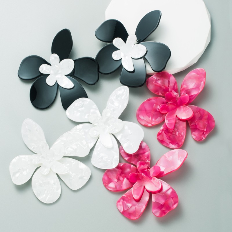 Wholesale Acrylic Splicing Flower Drop Earrings