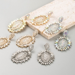 Wholesale Alloy Rhinestone Full Diamond Oval Zircon Earrings
