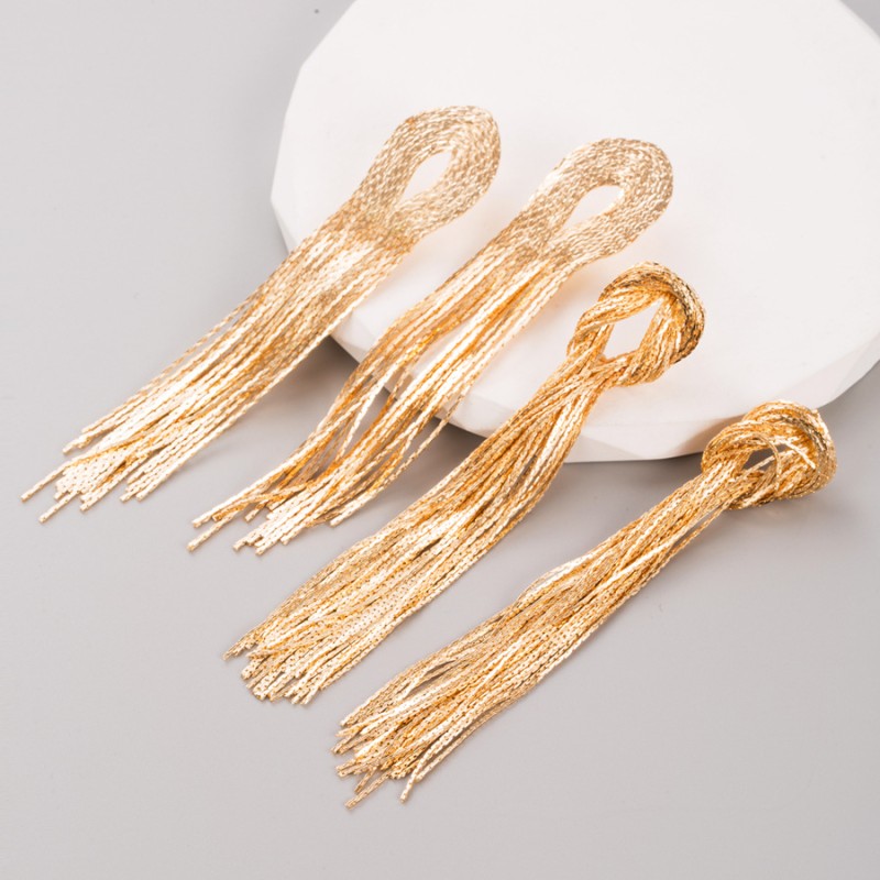 Wholesale Vintage Tassel Long Gold Earrings