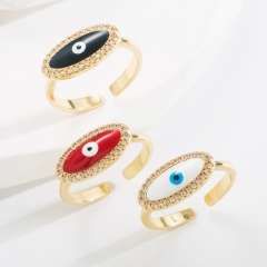 Anillo Ajustable De Apertura De Aceite De Gota De Circonita De Ojo De Diablo Al Por Mayor