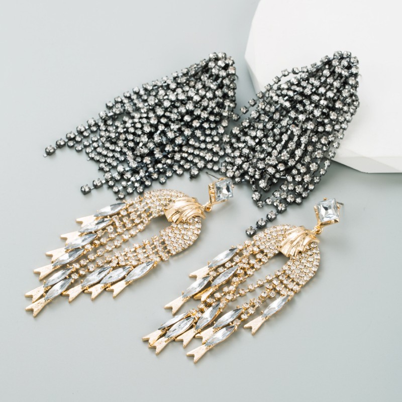 Wholesale Alloy Diamond Tassel Earrings