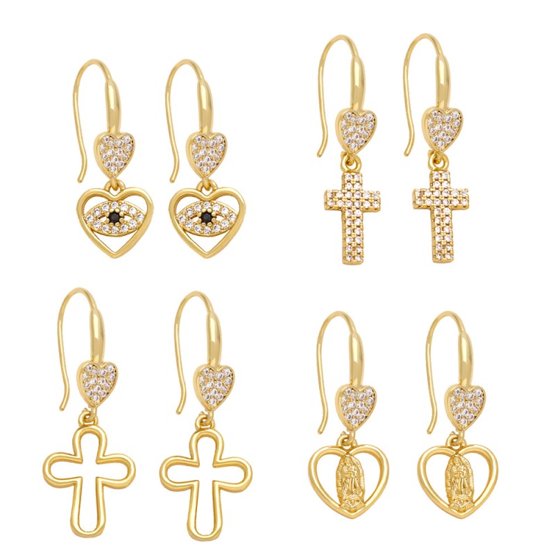 Wholesale Love Cross Devil's Eye Madonna Earrings