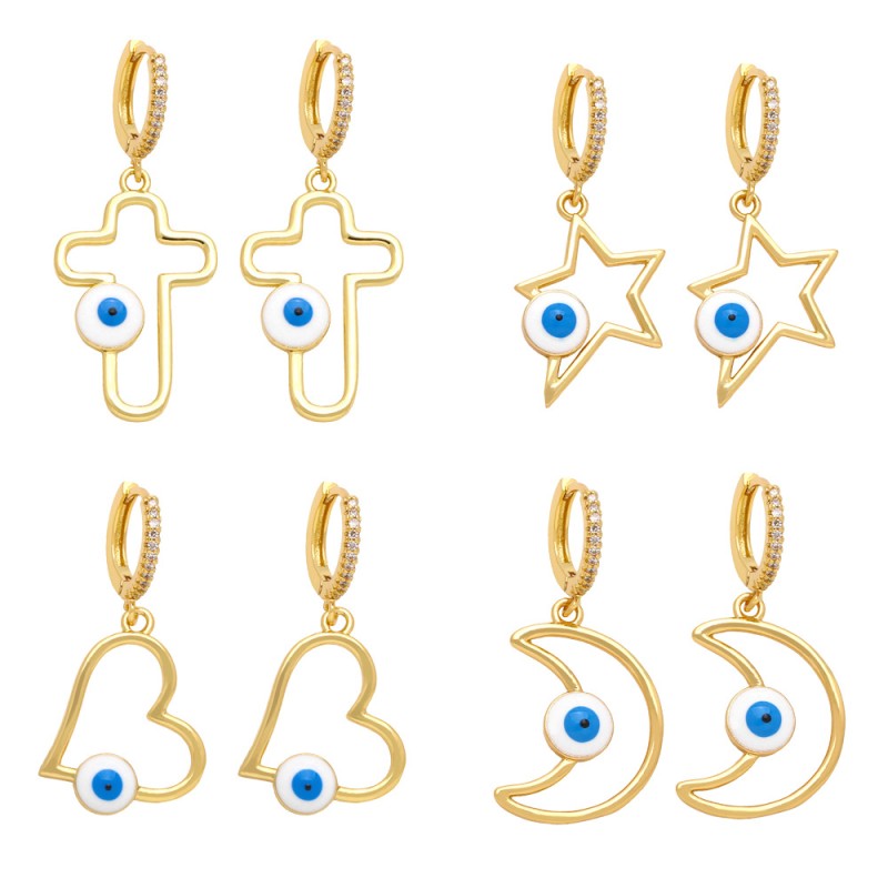 Wholesale Cross Heart Devil's Eye Earrings