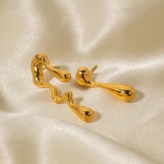 Wholesale 18k Gold Plated Stainless Steel Irregular Drop Shape Stud Earrings