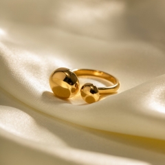 Anillo De Gota De Agua Redonda De Acero Inoxidable De Oro 18k Al Por Mayor