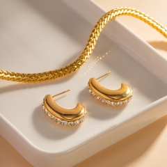 Wholesale 18K Gold Plated Diamond Stainless Steel Earrings