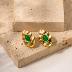 Wholesale 18K Gold Plated Irregular Geometric Emerald Earrings