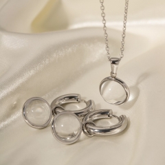 Wholesale White Transparent Glass Ball Round Zircon Pendant Necklace Earrings
