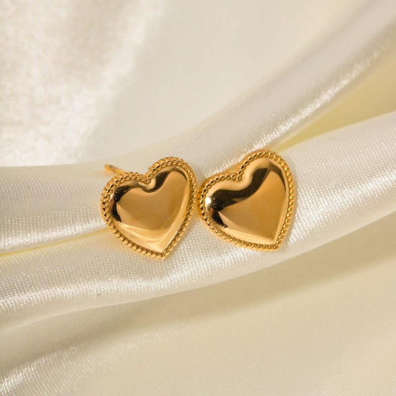 Wholesale 18K Gold Plated Stainless Steel Rimmed Love Stud Earrings