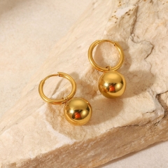 Wholesale 18K Gold Stainless Steel Ear Ring Gold Ball Pendant Titanium Steel Earrings