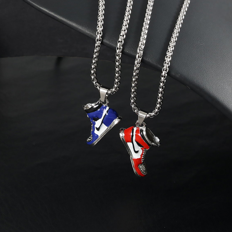 Wholesale Titanium Steel Hip Hop Basketball Shoes Pendant Necklace