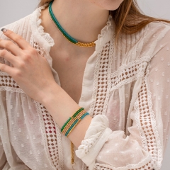 Collar De Acero De Titanio Al Por Mayor Para Mujer Collar De Cuentas De Color Que No Se Desvanece