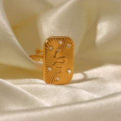 Wholesale 18K Gold Square Inlaid White Diamond Snake Shaped Opening Ring