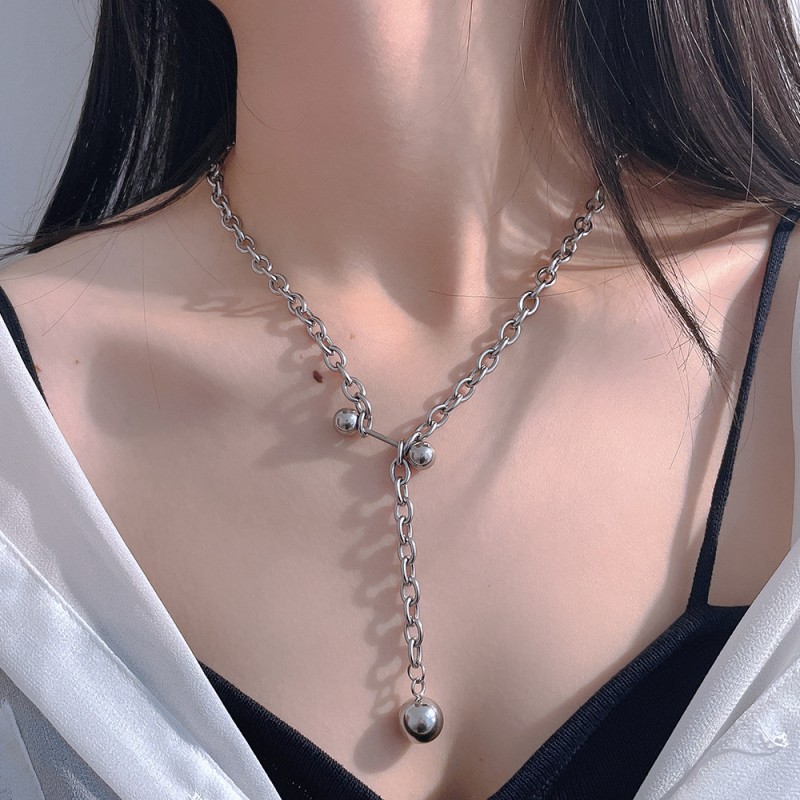 Wholesale Spliced Titanium Steel Ball Pendant Necklace