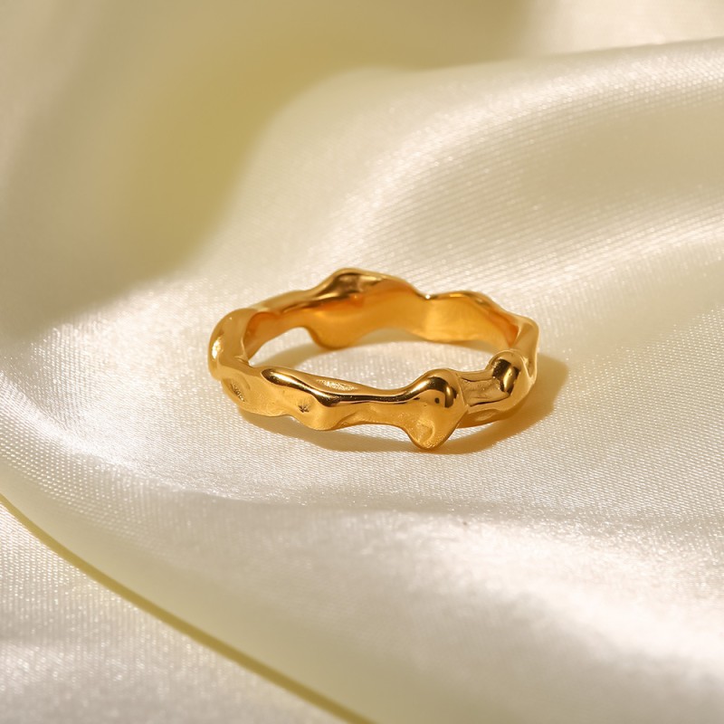 Wholesale Titanium Steel 18K Gold Irregular Ring