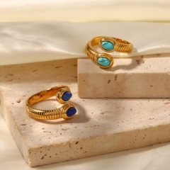 Anillo Abierto Serpentino Con Incrustaciones De Hilo De Oro Galvanizado De 18 Quilates Al Por Mayor
