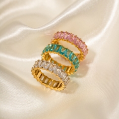 Anillo De Lava De Circonita Con Incrustaciones De Acero Inoxidable De Oro 18k Al Por Mayor