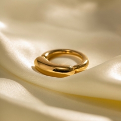 Anillo De Acero Inoxidable Chapado En Oro De 18k Color Sólido Al Por Mayor