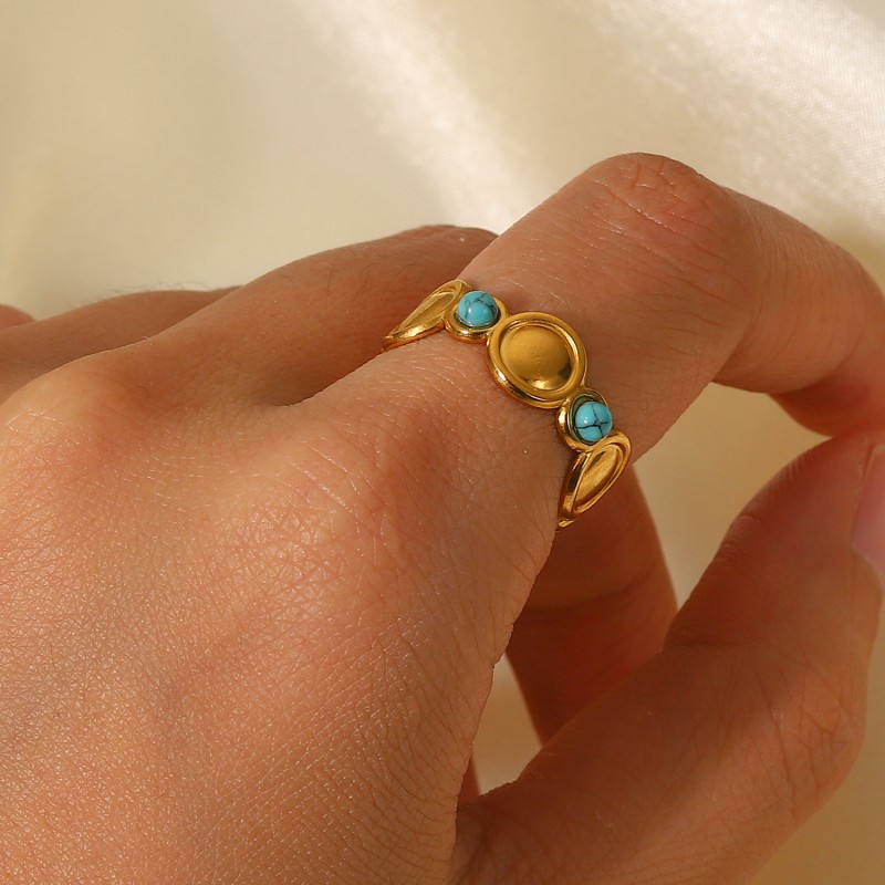 Wholesale Natural Turquoise Stainless Steel Ring