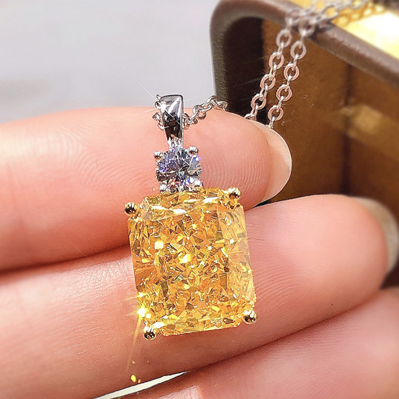 Wholesale 8*10 Yellow Diamond Ice Flower Cut Women's Necklace