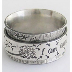 Venta Al Por Mayor Vintage Diente De León I Am Enough Alfabeto Anillo