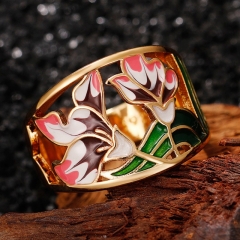 Wholesale Copper Gold Plated Oil Drop Pattern Ring